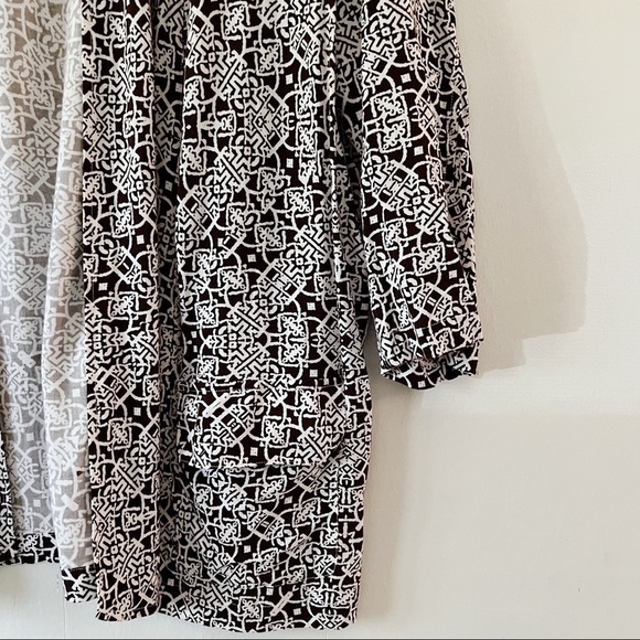 Chico’s Brown & White Open Front Rayon Cardigan Size 3 - Picture 3 of 13